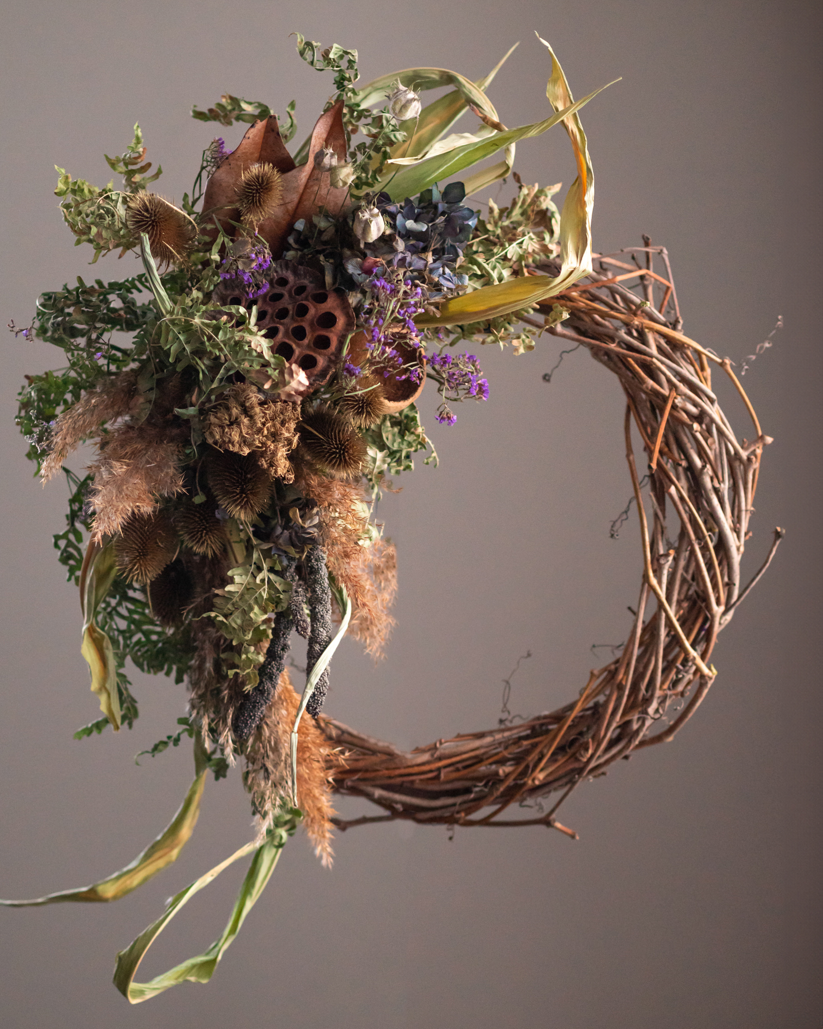 Interior dried flower wreath